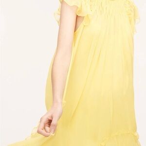 Rebecca Taylor Smocked Chiffon Dress - Canary Yellow